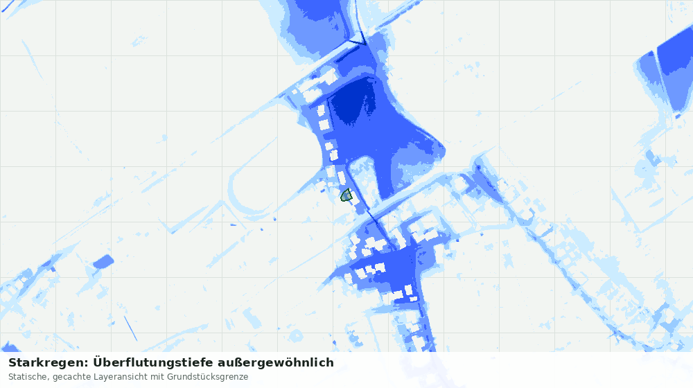 Statische Kartenansicht: Starkregen: Überflutungstiefe außergewöhnlich