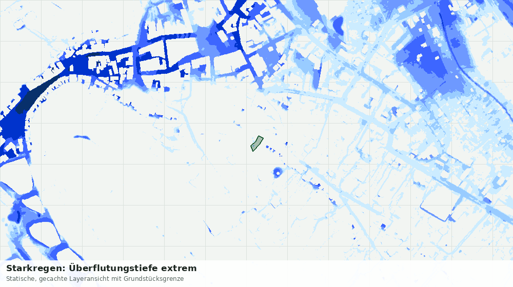 Statische Kartenansicht: Starkregen: Überflutungstiefe extrem