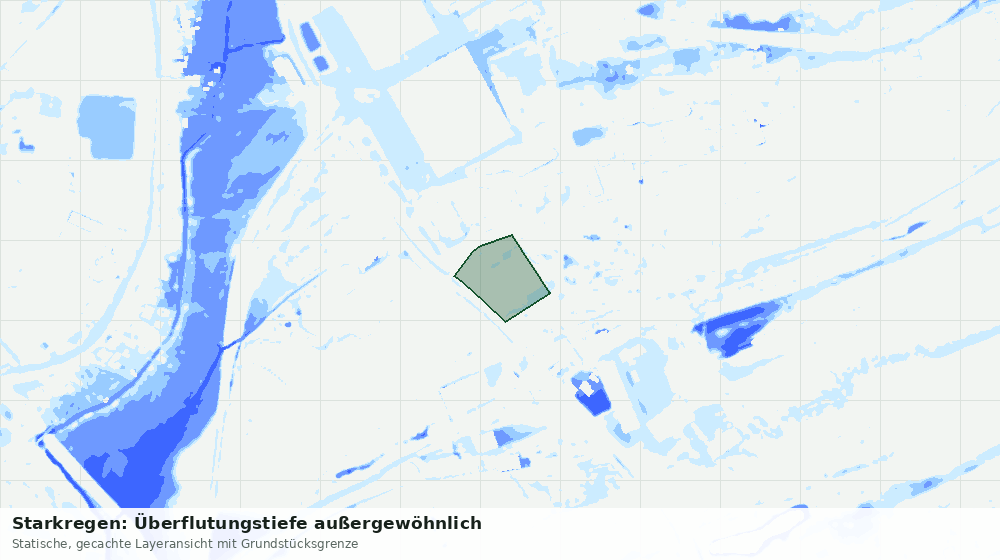Statische Kartenansicht: Starkregen: Überflutungstiefe außergewöhnlich