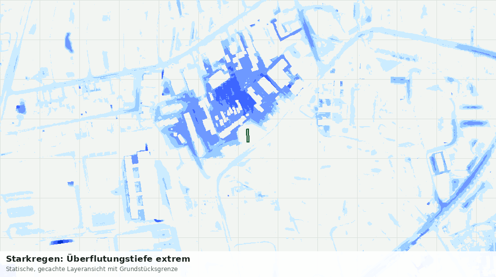 Statische Kartenansicht: Starkregen: Überflutungstiefe extrem