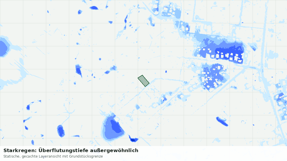 Statische Kartenansicht: Starkregen: Überflutungstiefe außergewöhnlich
