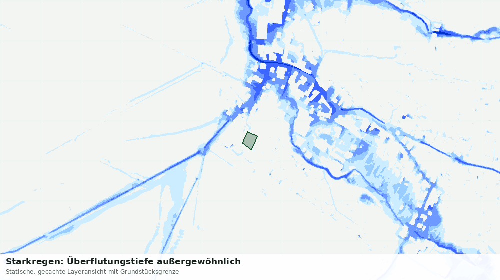Statische Kartenansicht: Starkregen: Überflutungstiefe außergewöhnlich