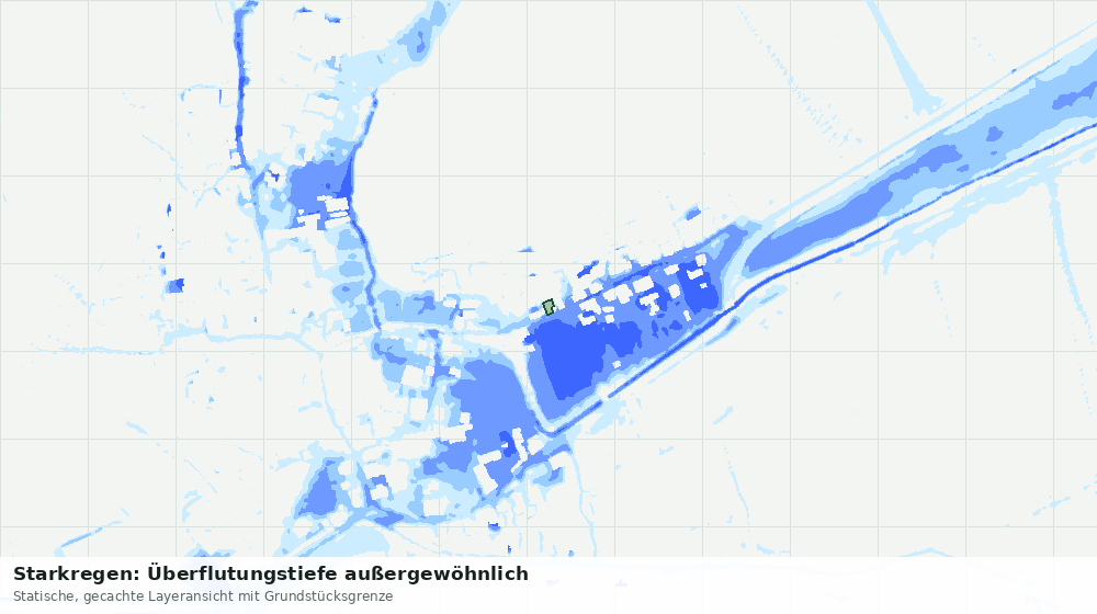 Statische Kartenansicht: Starkregen: Überflutungstiefe außergewöhnlich