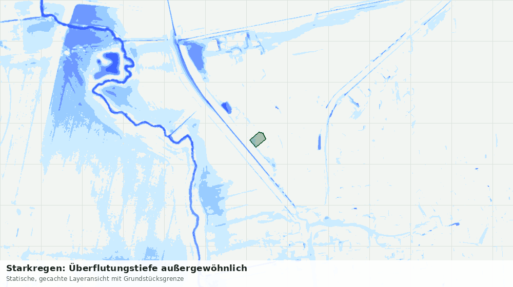 Statische Kartenansicht: Starkregen: Überflutungstiefe außergewöhnlich