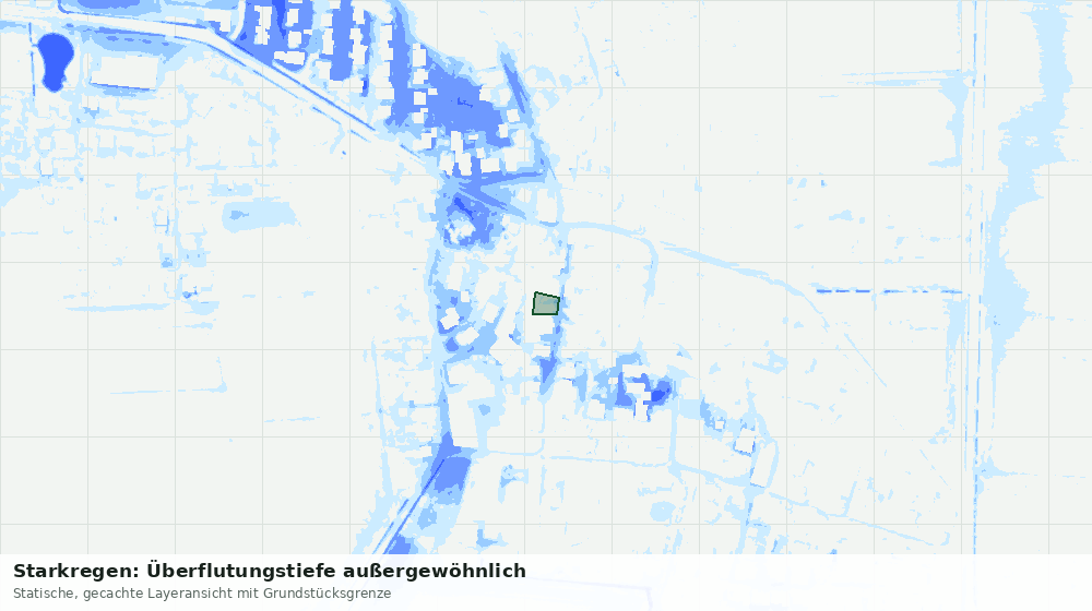Statische Kartenansicht: Starkregen: Überflutungstiefe außergewöhnlich