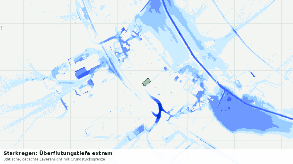 Statische Kartenansicht: Starkregen: Überflutungstiefe extrem