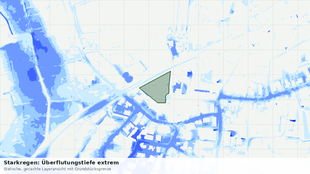 Statische Kartenansicht: Starkregen: Überflutungstiefe extrem