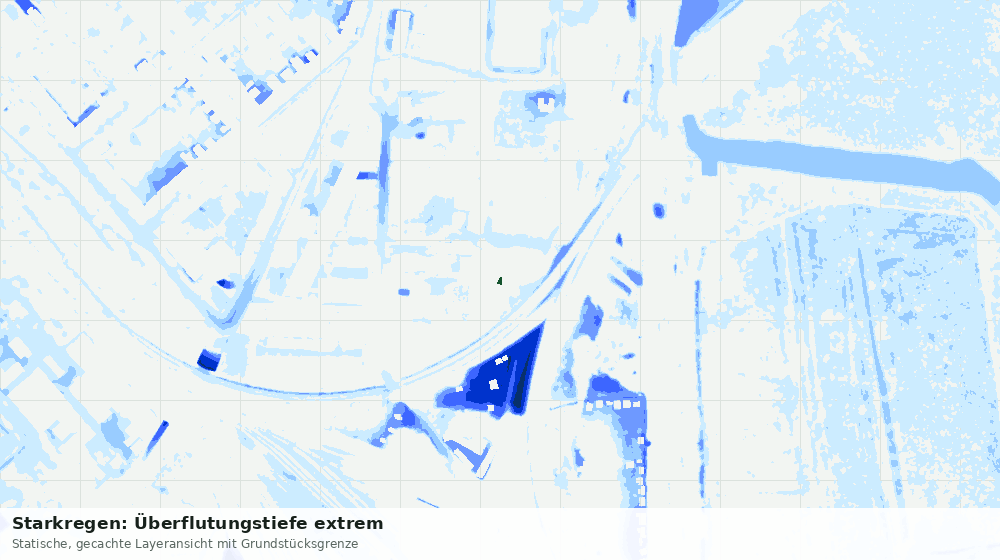 Statische Kartenansicht: Starkregen: Überflutungstiefe extrem