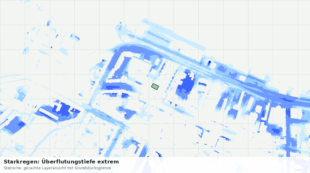 Statische Kartenansicht: Starkregen: Überflutungstiefe extrem