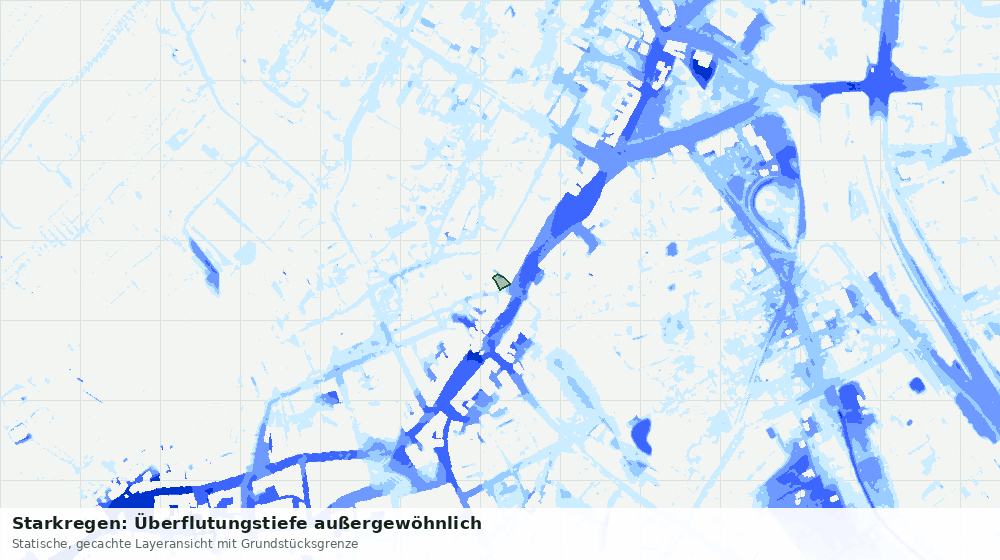 Statische Kartenansicht: Starkregen: Überflutungstiefe außergewöhnlich