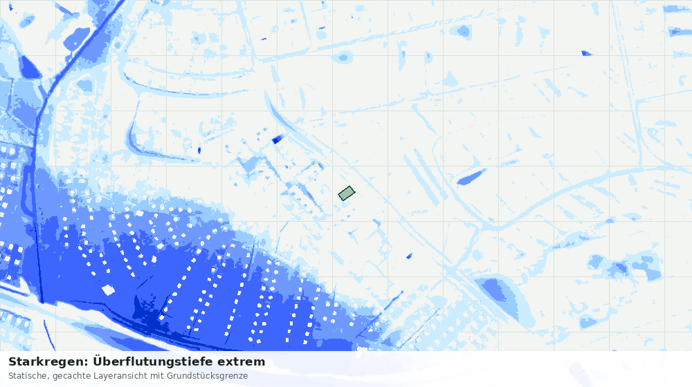 Statische Kartenansicht: Starkregen: Überflutungstiefe extrem