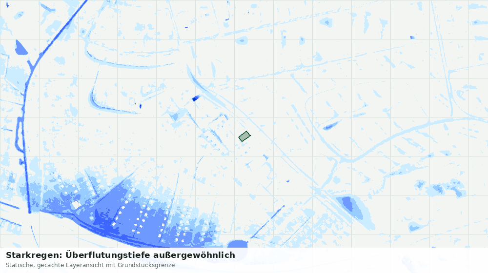 Statische Kartenansicht: Starkregen: Überflutungstiefe außergewöhnlich