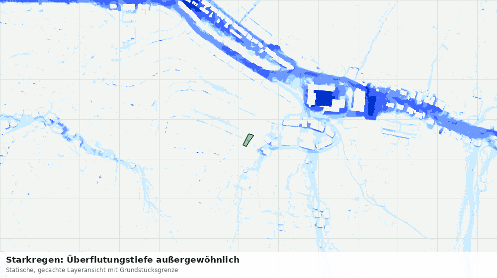 Statische Kartenansicht: Starkregen: Überflutungstiefe außergewöhnlich