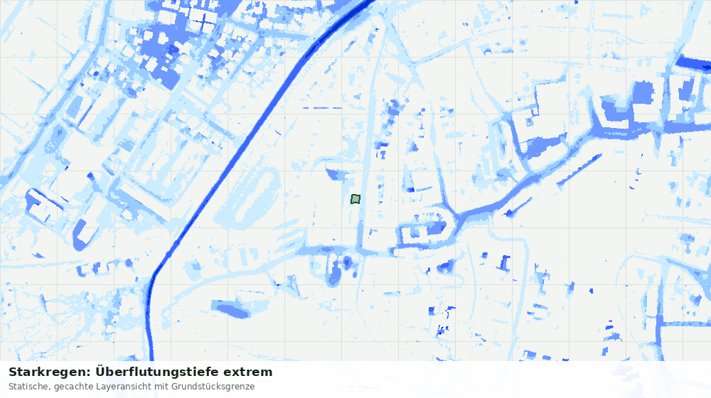 Statische Kartenansicht: Starkregen: Überflutungstiefe extrem