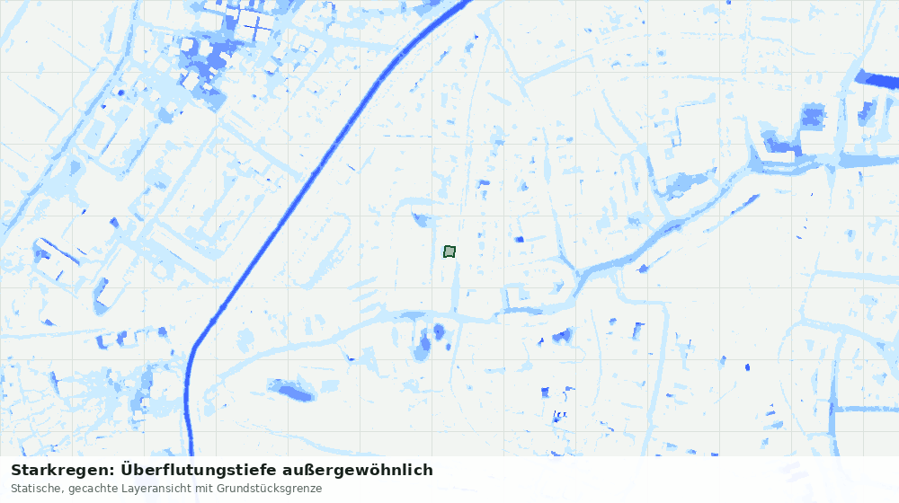 Statische Kartenansicht: Starkregen: Überflutungstiefe außergewöhnlich