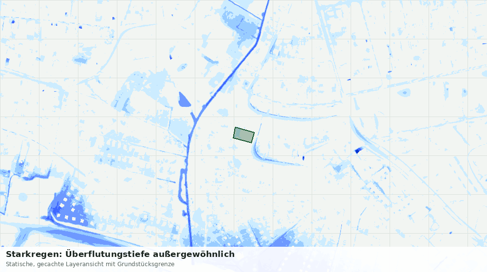 Statische Kartenansicht: Starkregen: Überflutungstiefe außergewöhnlich
