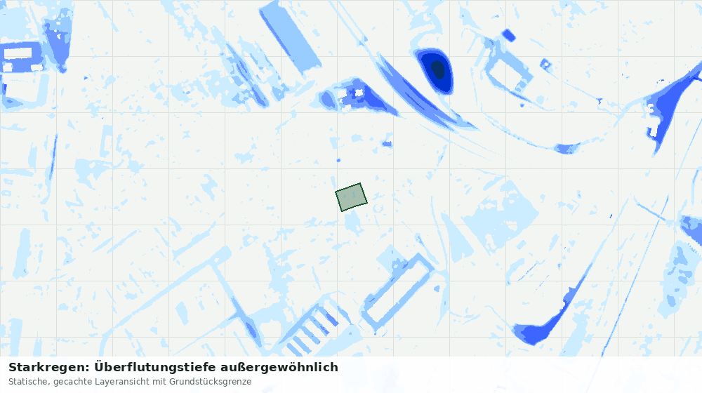 Statische Kartenansicht: Starkregen: Überflutungstiefe außergewöhnlich