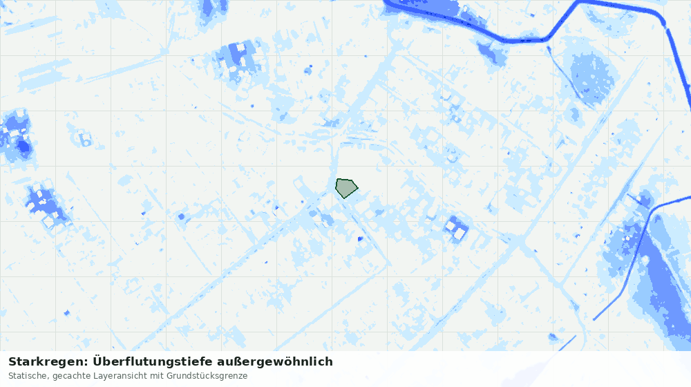 Statische Kartenansicht: Starkregen: Überflutungstiefe außergewöhnlich