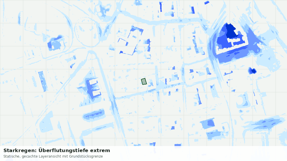 Statische Kartenansicht: Starkregen: Überflutungstiefe extrem
