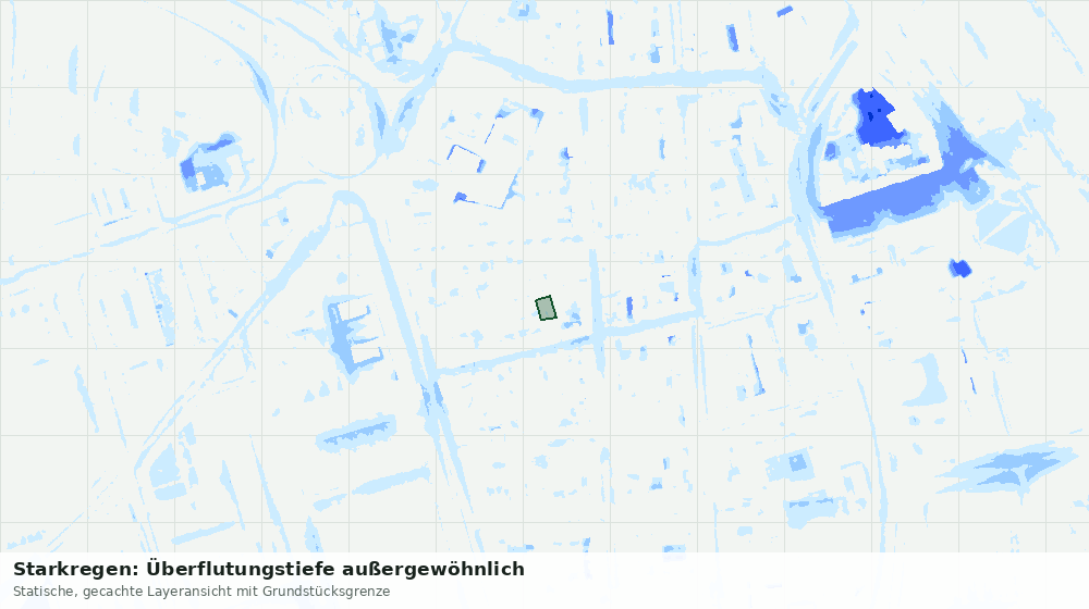 Statische Kartenansicht: Starkregen: Überflutungstiefe außergewöhnlich