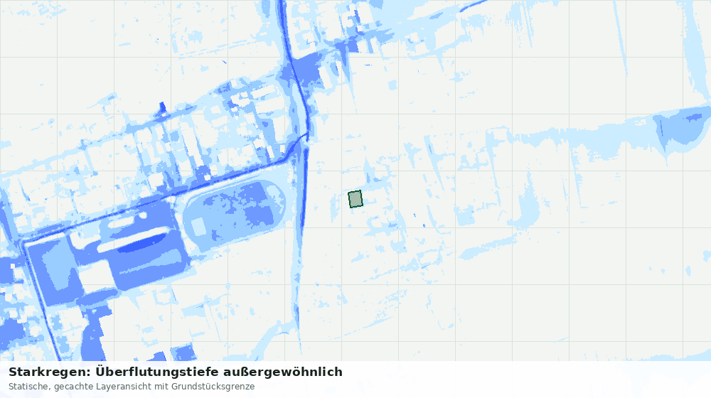 Statische Kartenansicht: Starkregen: Überflutungstiefe außergewöhnlich