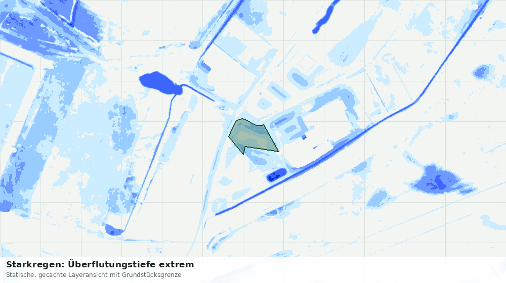 Statische Kartenansicht: Starkregen: Überflutungstiefe extrem
