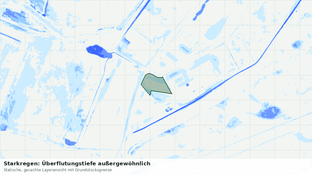 Statische Kartenansicht: Starkregen: Überflutungstiefe außergewöhnlich