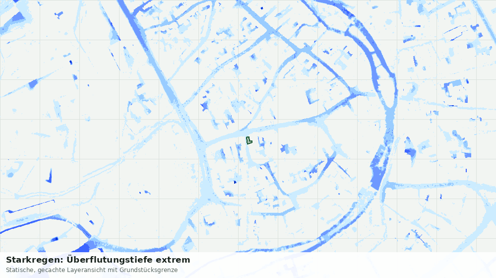 Statische Kartenansicht: Starkregen: Überflutungstiefe extrem