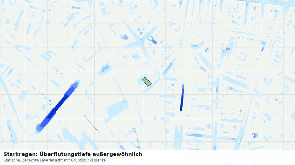 Statische Kartenansicht: Starkregen: Überflutungstiefe außergewöhnlich