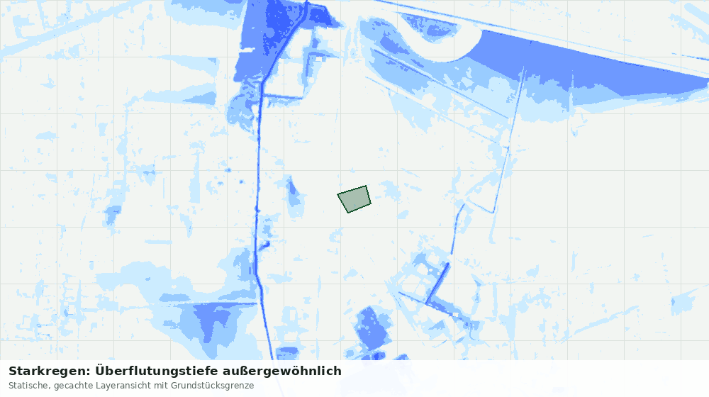 Statische Kartenansicht: Starkregen: Überflutungstiefe außergewöhnlich