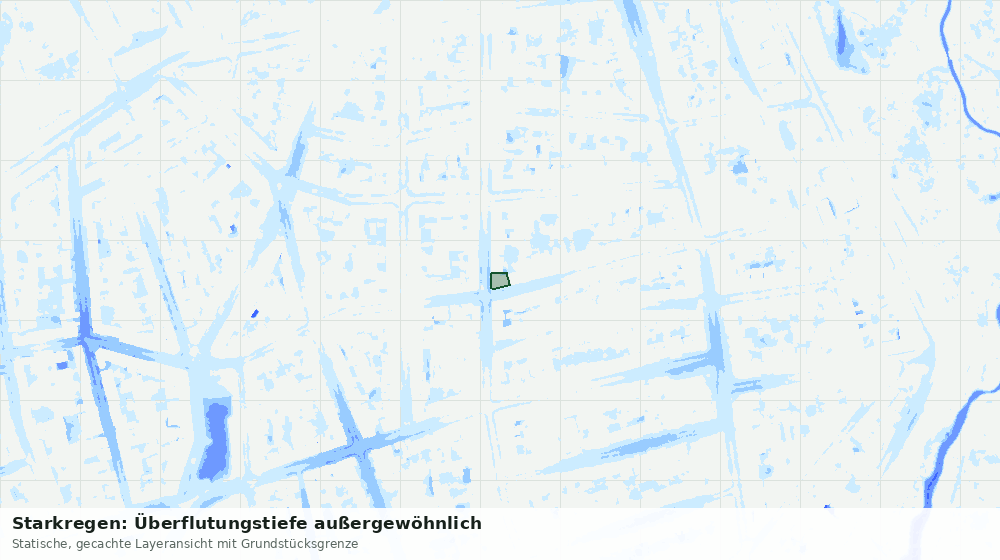 Statische Kartenansicht: Starkregen: Überflutungstiefe außergewöhnlich