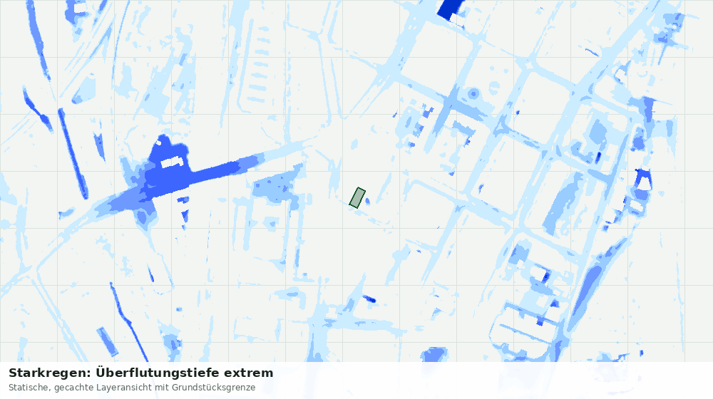 Statische Kartenansicht: Starkregen: Überflutungstiefe extrem