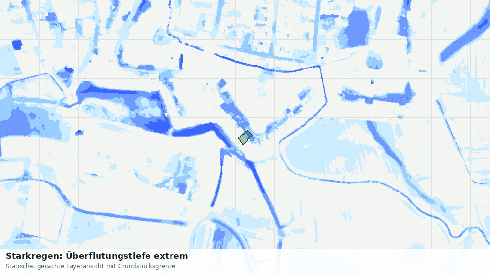 Statische Kartenansicht: Starkregen: Überflutungstiefe extrem
