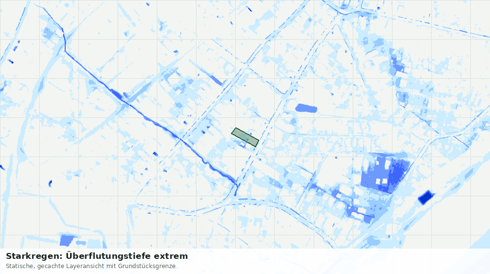 Statische Kartenansicht: Starkregen: Überflutungstiefe extrem
