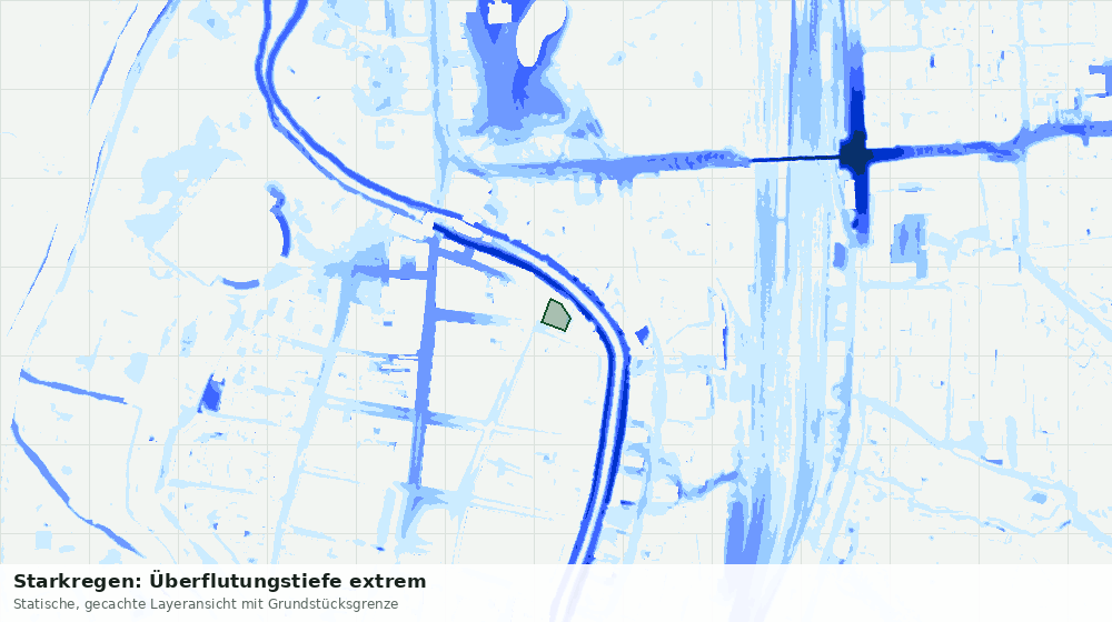 Statische Kartenansicht: Starkregen: Überflutungstiefe extrem