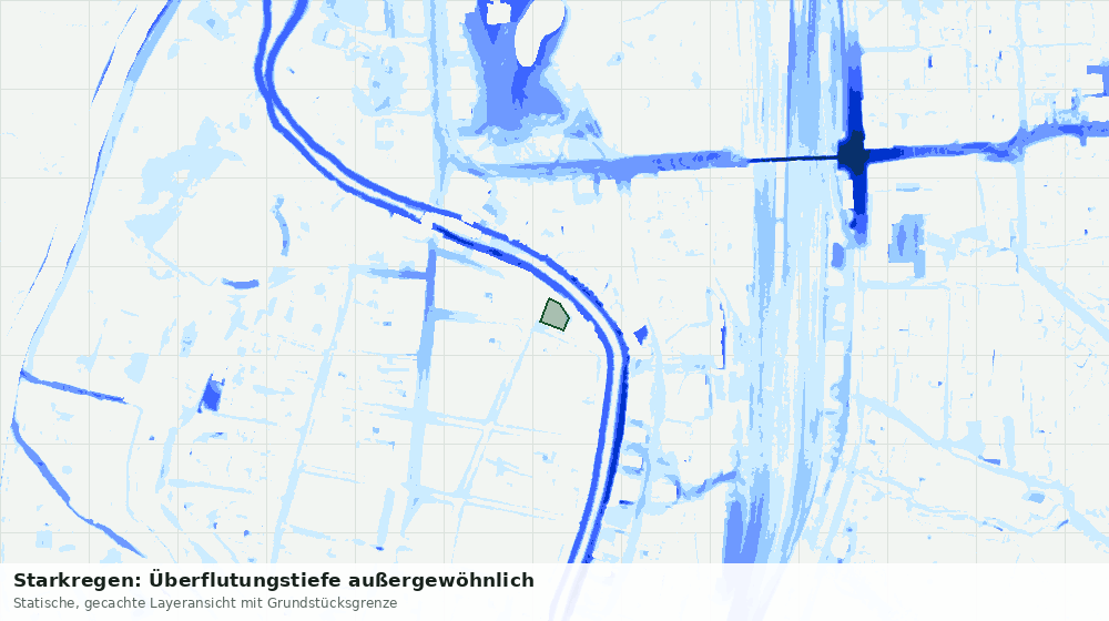 Statische Kartenansicht: Starkregen: Überflutungstiefe außergewöhnlich