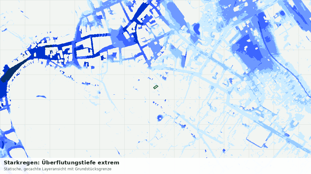 Statische Kartenansicht: Starkregen: Überflutungstiefe extrem