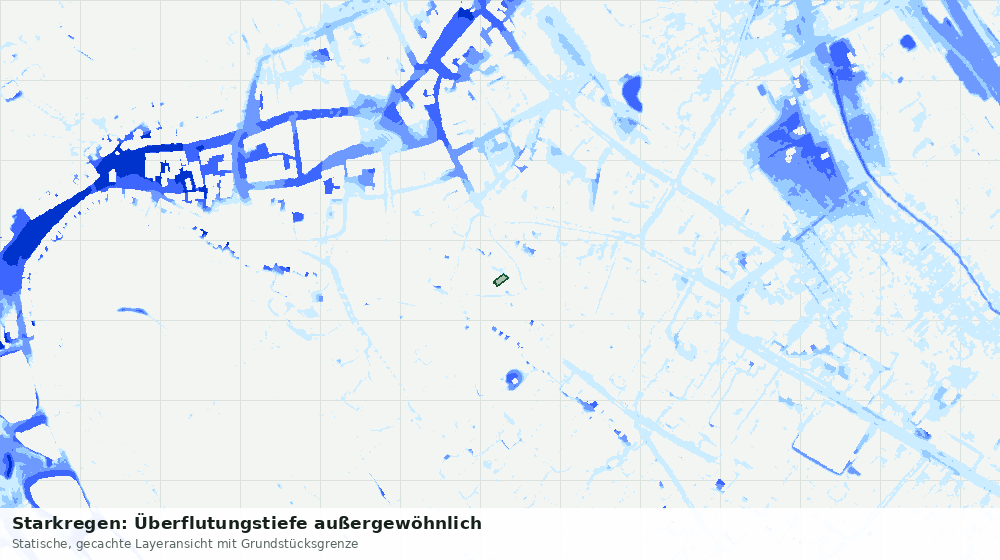 Statische Kartenansicht: Starkregen: Überflutungstiefe außergewöhnlich