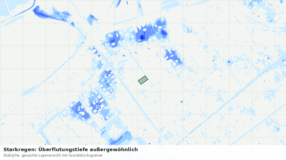Statische Kartenansicht: Starkregen: Überflutungstiefe außergewöhnlich