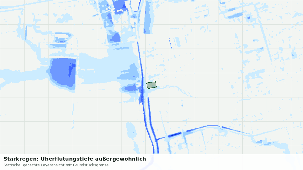 Statische Kartenansicht: Starkregen: Überflutungstiefe außergewöhnlich