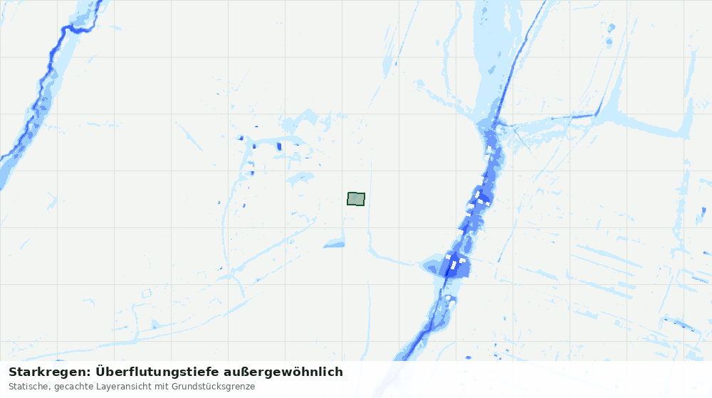 Statische Kartenansicht: Starkregen: Überflutungstiefe außergewöhnlich