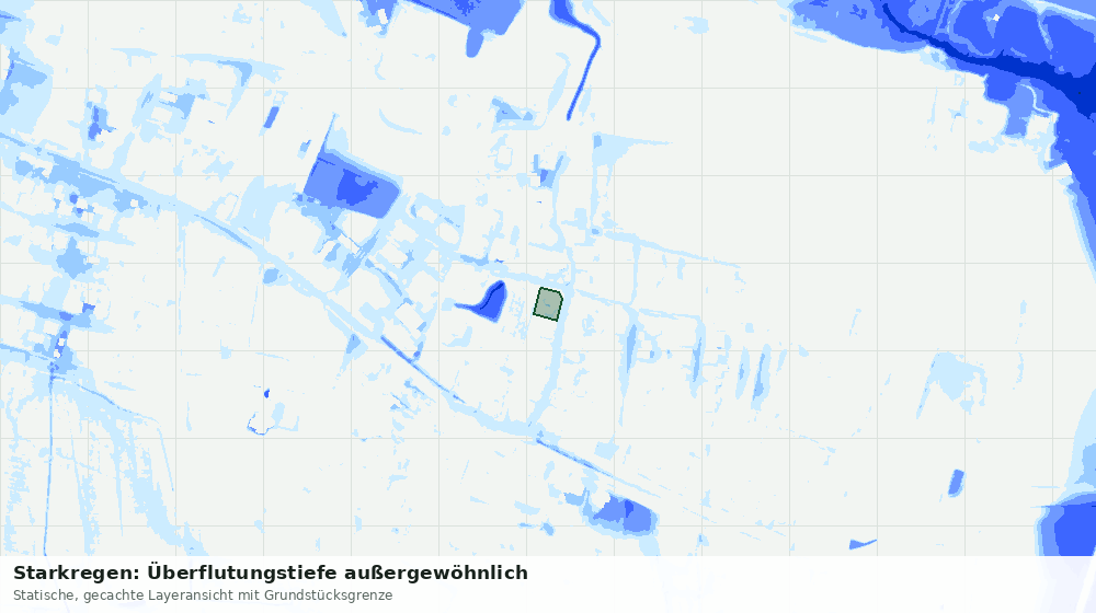 Statische Kartenansicht: Starkregen: Überflutungstiefe außergewöhnlich