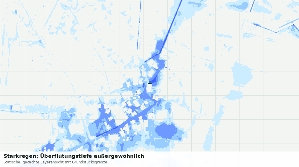 Statische Kartenansicht: Starkregen: Überflutungstiefe außergewöhnlich