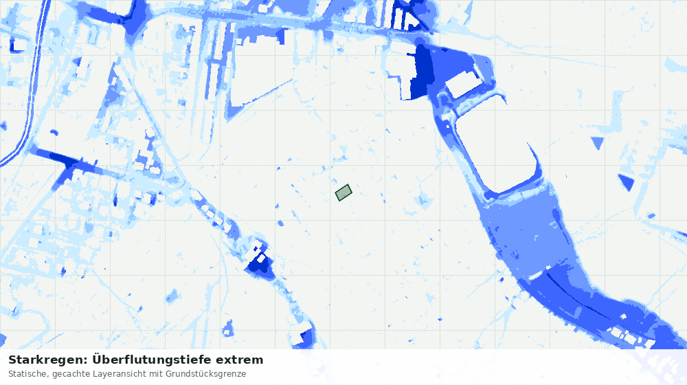 Statische Kartenansicht: Starkregen: Überflutungstiefe extrem