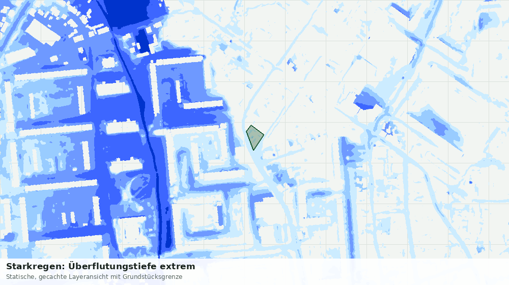 Statische Kartenansicht: Starkregen: Überflutungstiefe extrem