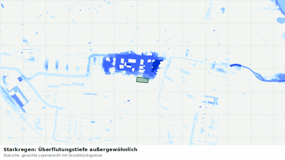 Statische Kartenansicht: Starkregen: Überflutungstiefe außergewöhnlich