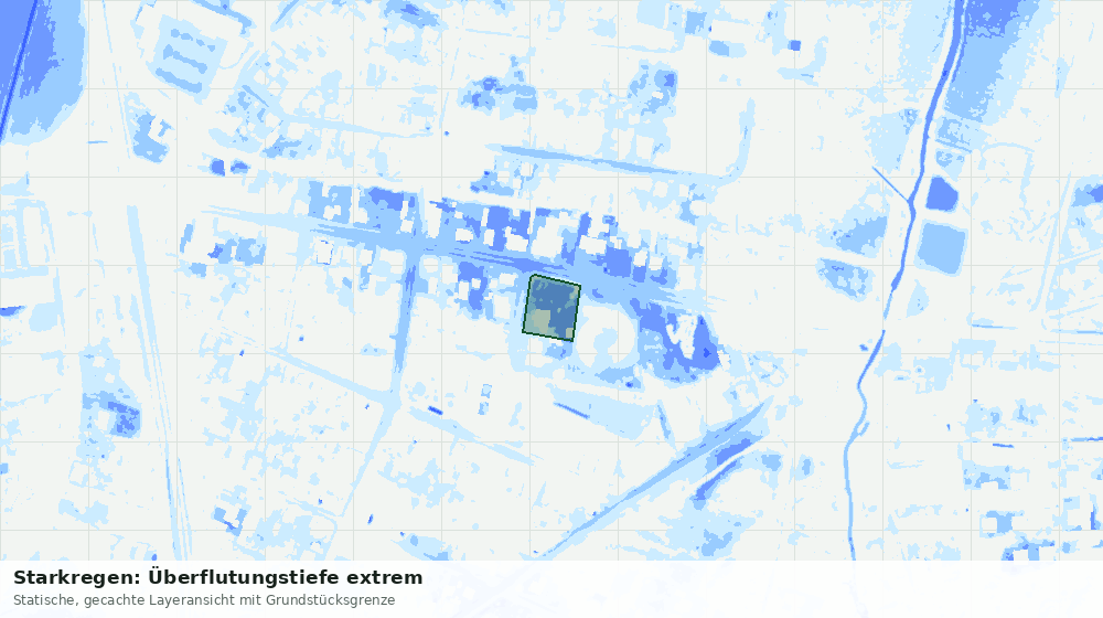 Statische Kartenansicht: Starkregen: Überflutungstiefe extrem