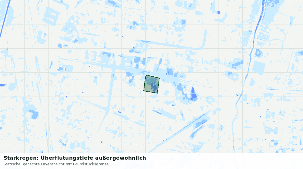 Statische Kartenansicht: Starkregen: Überflutungstiefe außergewöhnlich
