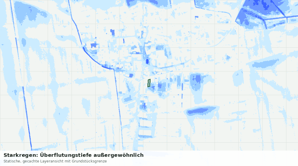 Statische Kartenansicht: Starkregen: Überflutungstiefe außergewöhnlich