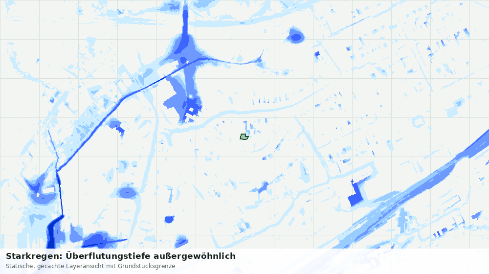Statische Kartenansicht: Starkregen: Überflutungstiefe außergewöhnlich